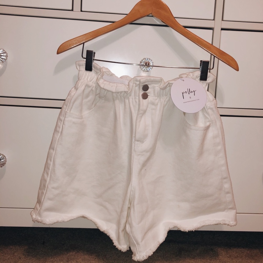 Princess Polly White PaperBag Shorts